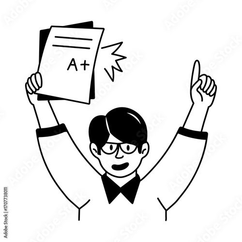 A doodle style icon representing exam passed
