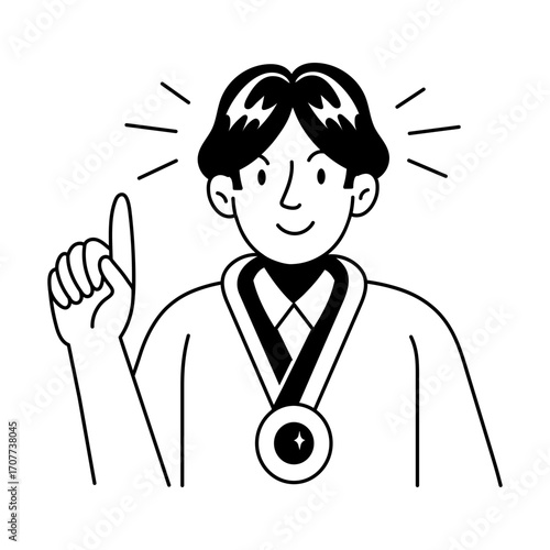 A doodle style icon representing gold medal
