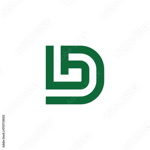 letter bd simple green lines geometric logo vector