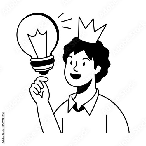 A hand drawn style icon showing winning idea
