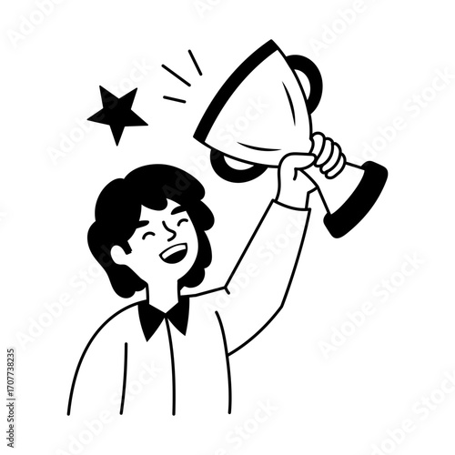 A sketchy style icon depicting champion trophy