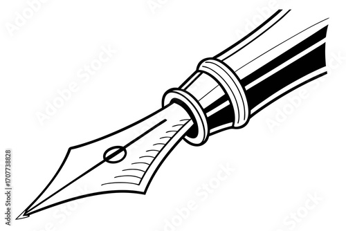Stylized Black and White Fountain Pen Nib.