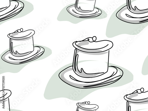 seamless pattern with coffee on the table lineart vector  illustration.eps