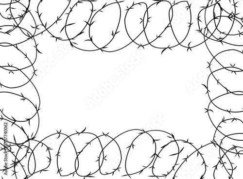metal barbed wire frame border illustration design isolated on white.eps