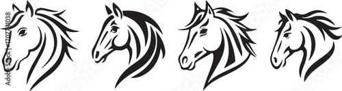 horse silhouette design, animal vector graphics, equestrian symbol pack, black horse illustration, horse head icons, farm animal graphics, wild horse design, equestrian vector set, simple horse silhou
