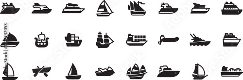 ship icons, boat symbols, sailing vector, marine transport icons, cargo ship pictograms, cruise outline, fishing boat vector, water transport symbols, sea travel icons, marine outline graphics