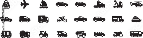 vehicle icons, transport vector, car symbols, motorcycle icons, van pictograms, truck outline, automotive graphics, transport flat icons, vehicle silhouette, travel car icons