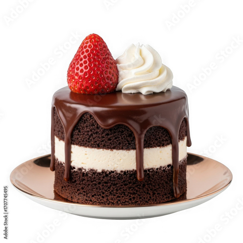 Decadent chocolate cake isolated on transparent background isolated on transparent background