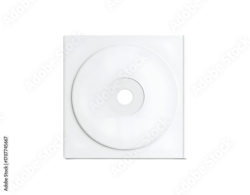 Blank White CD Disc on Square Case Isolated on Black Background