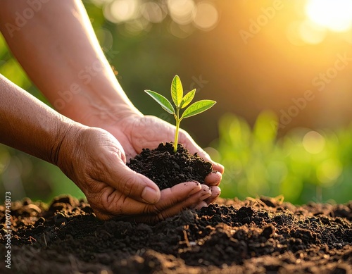 Wallpaper Mural Hands Holding Young Sapling in Sunlight with Blurred Green Background Earth Day Concept Gentle Touch Soil Plant New Life Growth Future Hopeful Torontodigital.ca