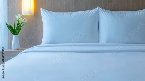 Cozy Bedroom Interior with Soft Bedding and Elegant Decor  Ideal for Relaxation and Comfort in Modern Living Spaces