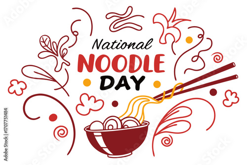 NATIONAL NOODLE DAY vector illustration