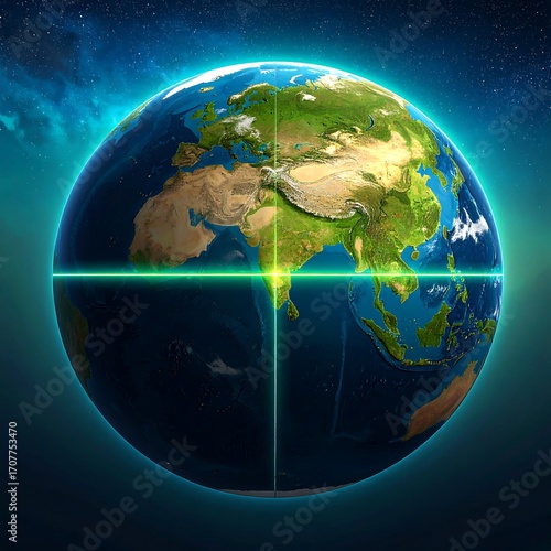 Earth globe, detailed view