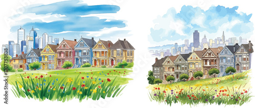 San Francisco Landmarks: A Dual Perspective of the Painted Ladies

