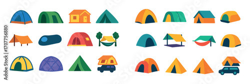 Colorful Tent Icon Grid