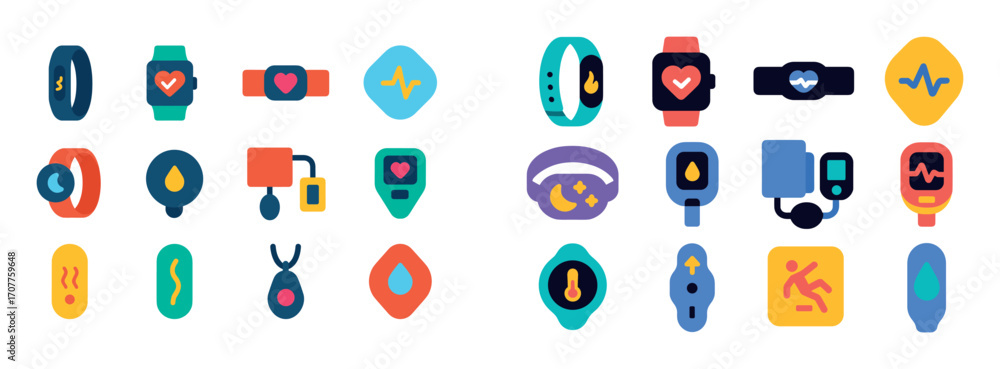 Fototapeta premium Wearable Health Icons