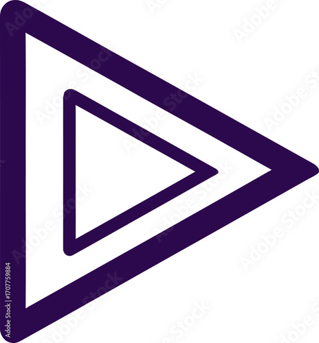A stylized purple play button icon with a nested triangle design.
