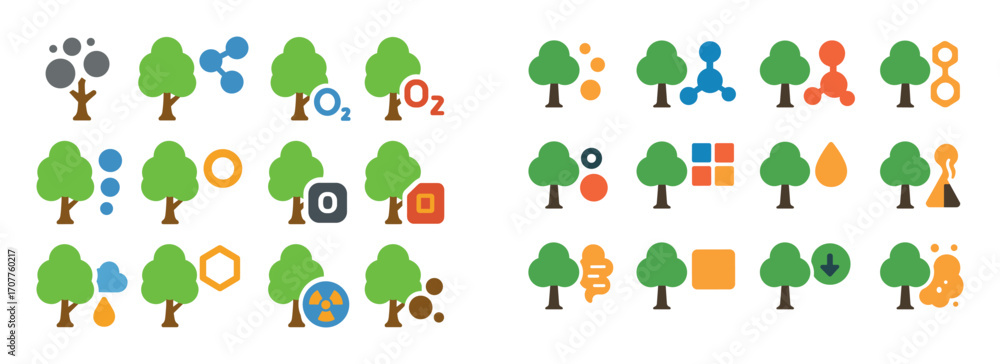Fototapeta premium Colorful Air Purification Icons