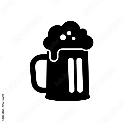Illustration of a beer mug with foam top on transparent background