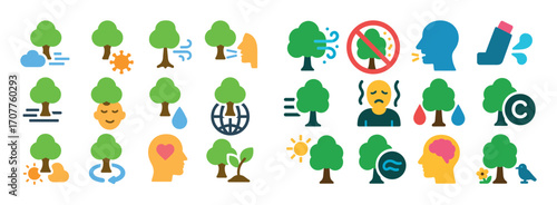 Tree Air Purification Icons