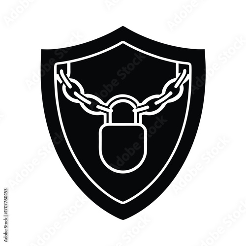 Shield With Chain Lock Flat Style