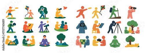 Colorful Picnic Activities Icons