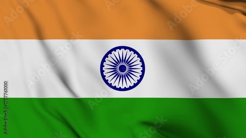 India flag Waving in Wind Video Footage 4k. Indian Flag Waving in Slow Motion. Indian flag in wavy motion.