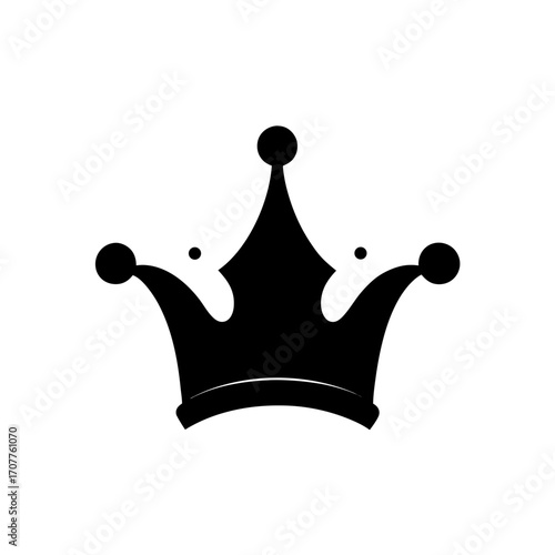 Silhouette of a simple black crown icon on transparent background