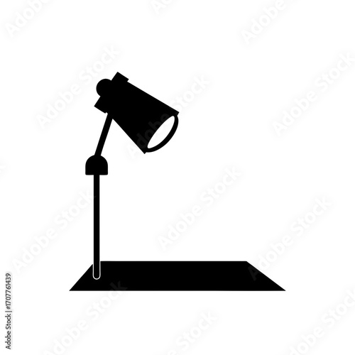 Illustration of a black desk lamp on white on transparent background