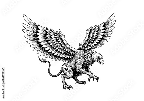 Griffin with outstretched wings