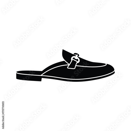 Black silhouette of a classic loafer mule shoe