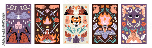 Foto Designs of boho cards of woman power
