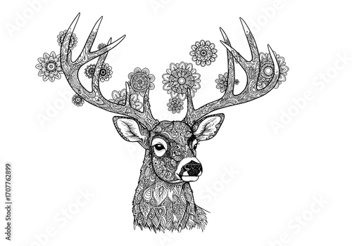 Deer with Floral Antlers