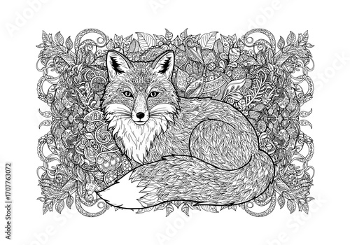 Intricate Fox Zentangle