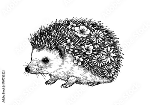 Hedgehog with Flowers
