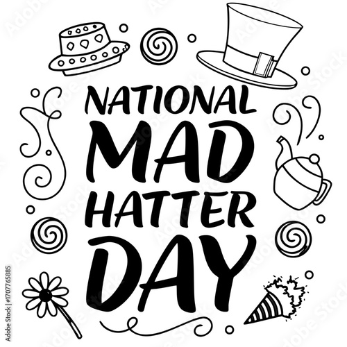 NATIONAL MAD HATTER DAY vector illustration
