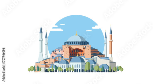 Flat vector illustration of Hagia Sophia mosque