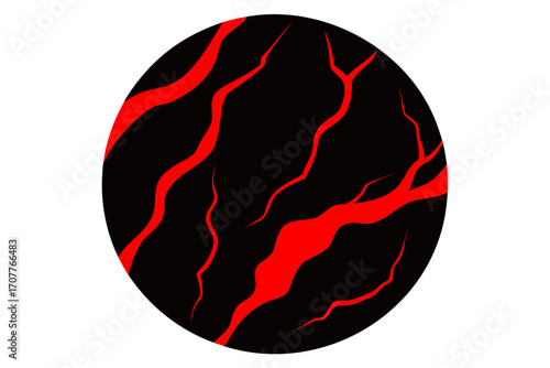 marble with fiery magma veins black