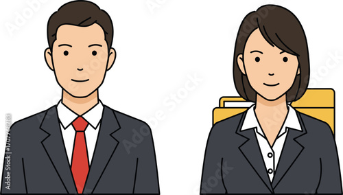 Business professionals in formal attire with office folders, ideal for workplace roles, HR visuals, and corporate documentation themes