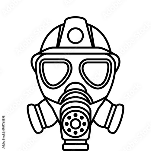 Firefighter Mask Icon – Flat Design Contrast Colors Safety Equipment