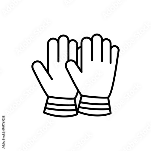 Firefighter Gloves Icon – Flat Design Contrast Colors Protective Equipment