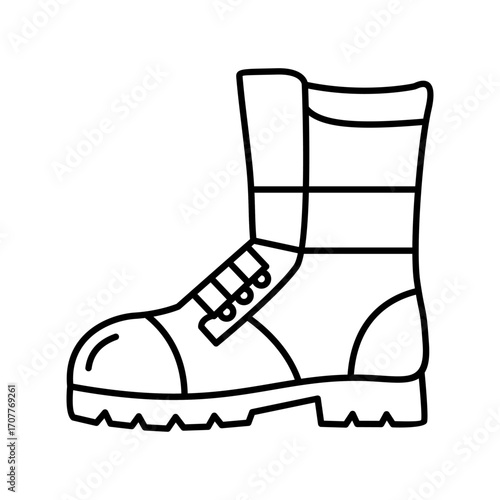 Firefighter Boots Icon – Flat Design Contrast Colors Protective Gear