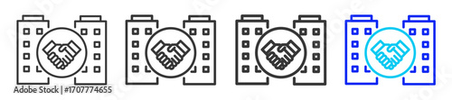 Friendly Merger icon set collection in creative outline style for business with multiple thickness variations suitable for acquisition illustration vector and design needs