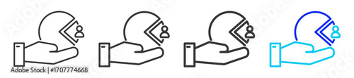 Hostile Takeover icon set collection in creative outline style for business with multiple thickness variations suitable for acquisition illustration vector and design needs