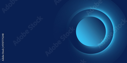 Abstract trendy gradient shapes composition elegant hipster futuristic | Modern one side 3d geometric circle shape cyan and blue colour background | Vector illustration