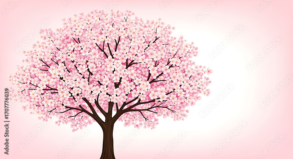 Fototapeta premium Beautiful Pink Cherry Blossom Tree in Full Bloom