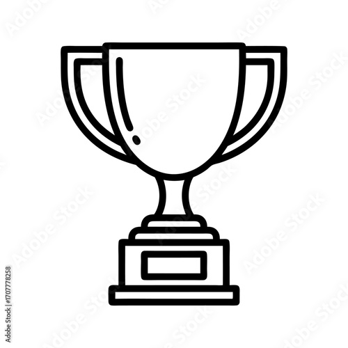 A Simple Line Art Illustration of a Champion's Trophy, Representing Achievement and Victory