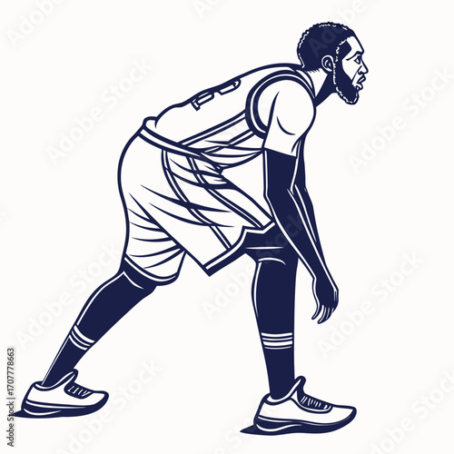 Basketball Player Crouching Ready to Play Athletic Pose Silhouette athlete sport