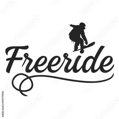 Freeride Text with a Silhouette of a Snowboarder lettering typography