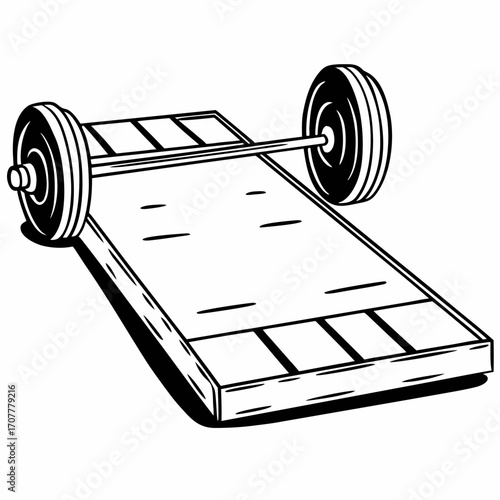 Illustration of a Weightlifting Platform with a Barbell weights strength training